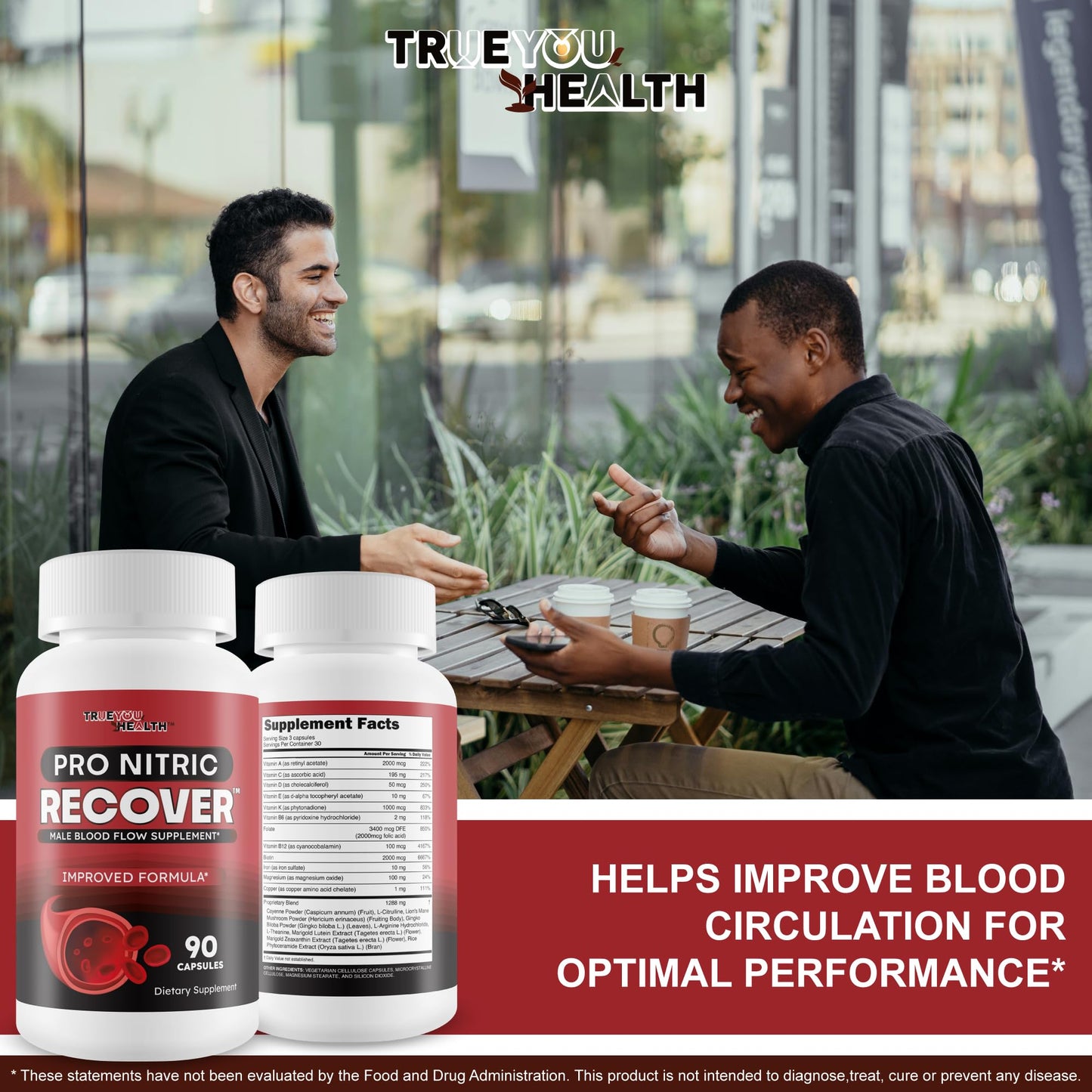 Pro Nitric Recover - Improved Formula - Our Best Blood Flow Supplement - Nitric Oxide Circulation and Vein Support - Healthy Blood Flow Circulation Supplements for Men Blood Vitamin Blood Flow Booster