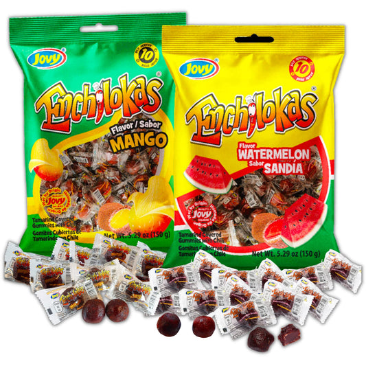 Spicy Gummy Candy Individually Wrapped Watermelon and Mango Tamarind Covered Gummies with Chili Powder Shareable Mexican Candy Bags 529 ounce Pack of 2 Watermelon Mango
