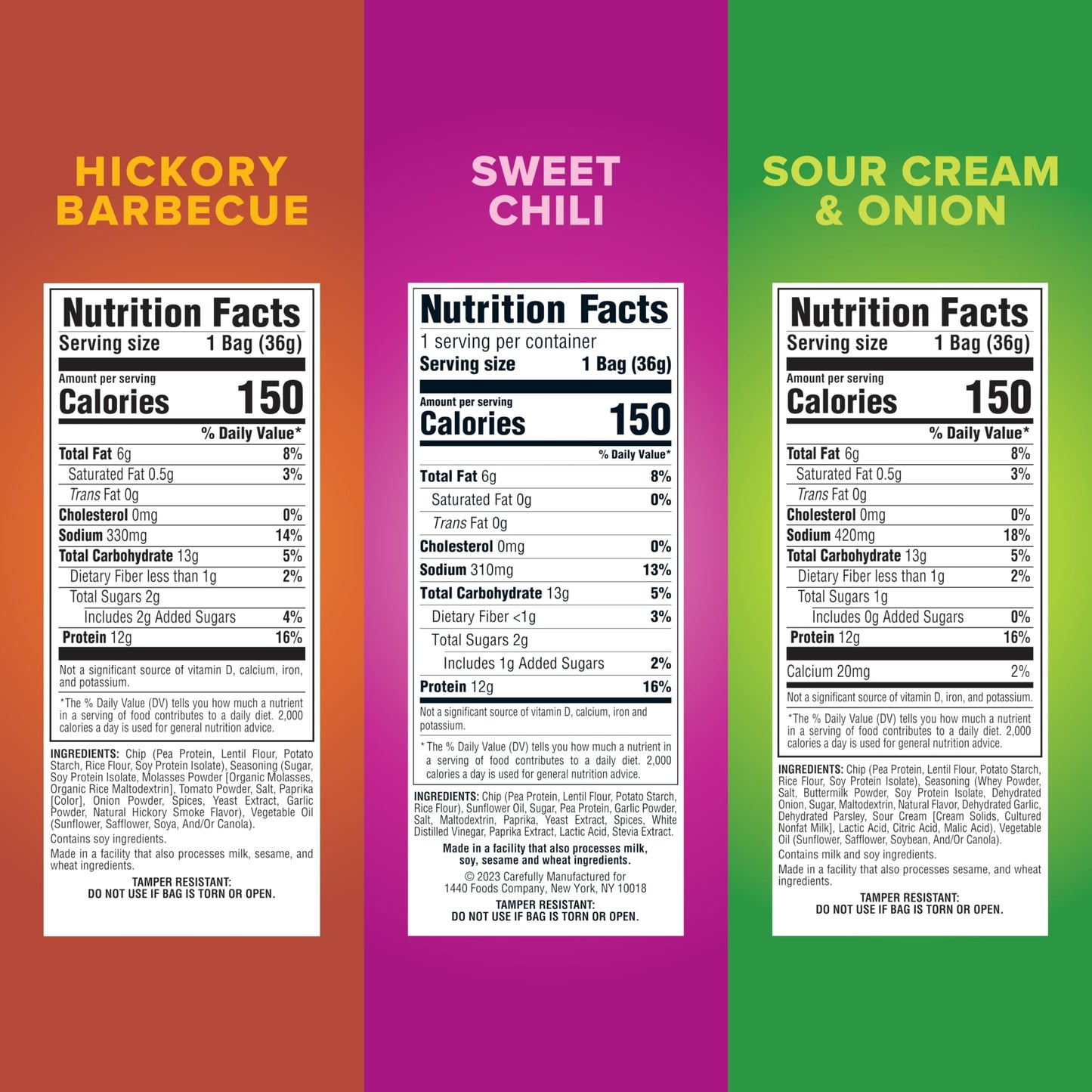 Pure Protein Popped Crisps, High Protein Snack, 12G Protein, Variety Pack: Hickory Barbecue, Sour Cream & Onion, Sweet Chili, 12 Count