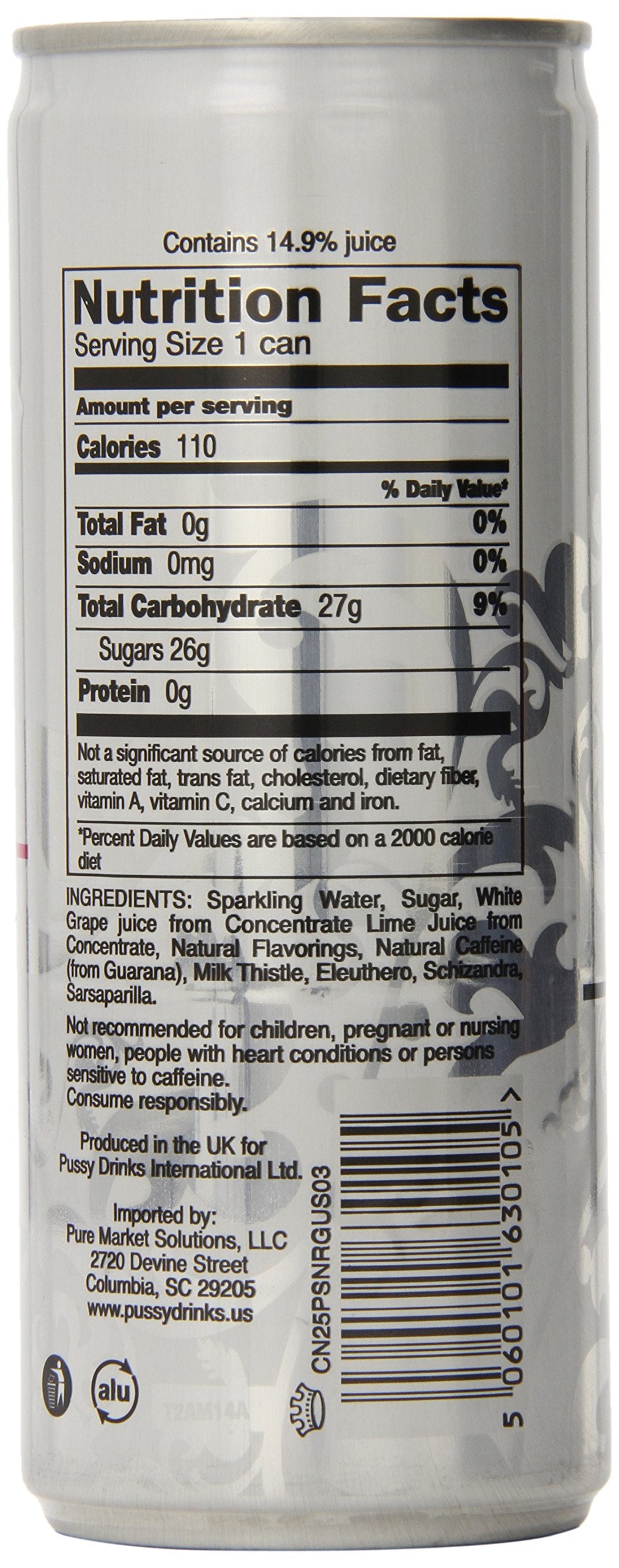 Pussy Natural Energy Drink 250ml  Pack of 4