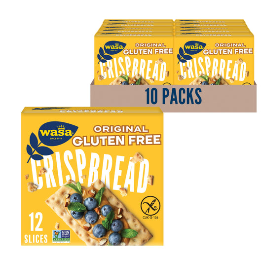 Wasa Gluten Free Original Crispbread 54 oz Pack of 10 Gluten Free Crackers NonGMO Ingredients