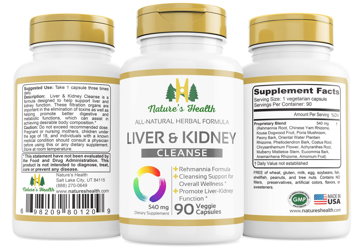 Nature's Health Liver and Kidney Cleanse Supplement - Rehmannia Formula - Naturally Detox and Boost Vitality - 90 Vegetarian Capsules