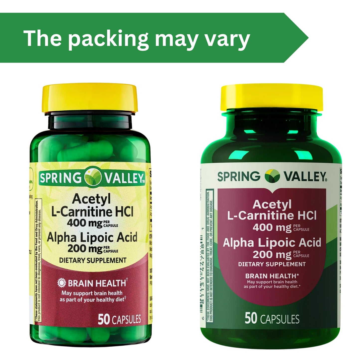 Spring Valley Acetyl L-Carnitine HCI 400 mg + Alpha Lipoic Acid 200 mg Capsules, 50 Count (Pack of 1)