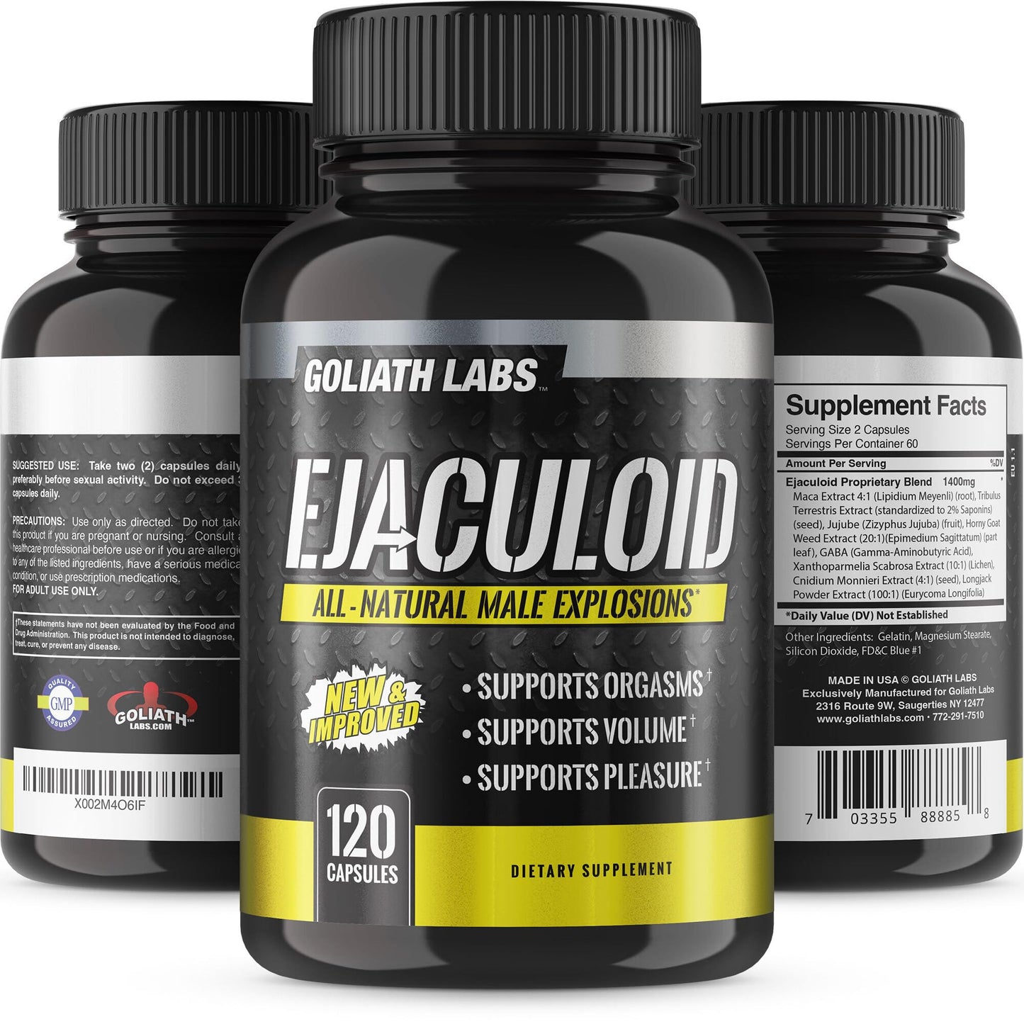 Goliath Labs Men's Energy Booster Capsules [120 Capsules/Bottle] Natural Stamina Booster Pills for Men More Volume - Multivitamin Enriched Performance Boosting Health Supplements