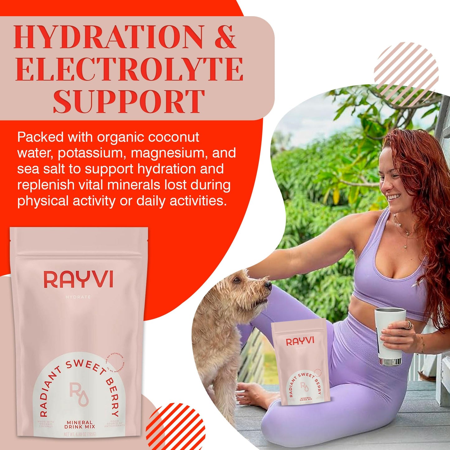 Rayvi Zero Sugar Electrolytes + Minerals Hydration Powder - Vegan, No Sugar and Artificial Additives - 1 Pack (30 Servings) - Electrolyte Powder Hydration Mix - (Radiant Sweet Berry Flavor)