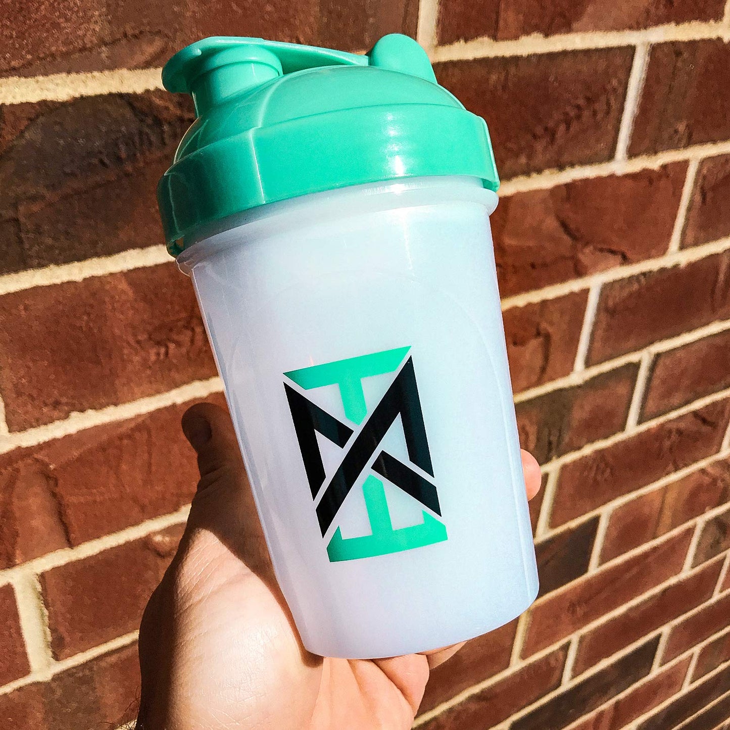 MIXT Energy Shaker Bottle, 16 oz. Shaker Bottle, BPA Free & Lid Mixing Technology (16 oz, Teal)