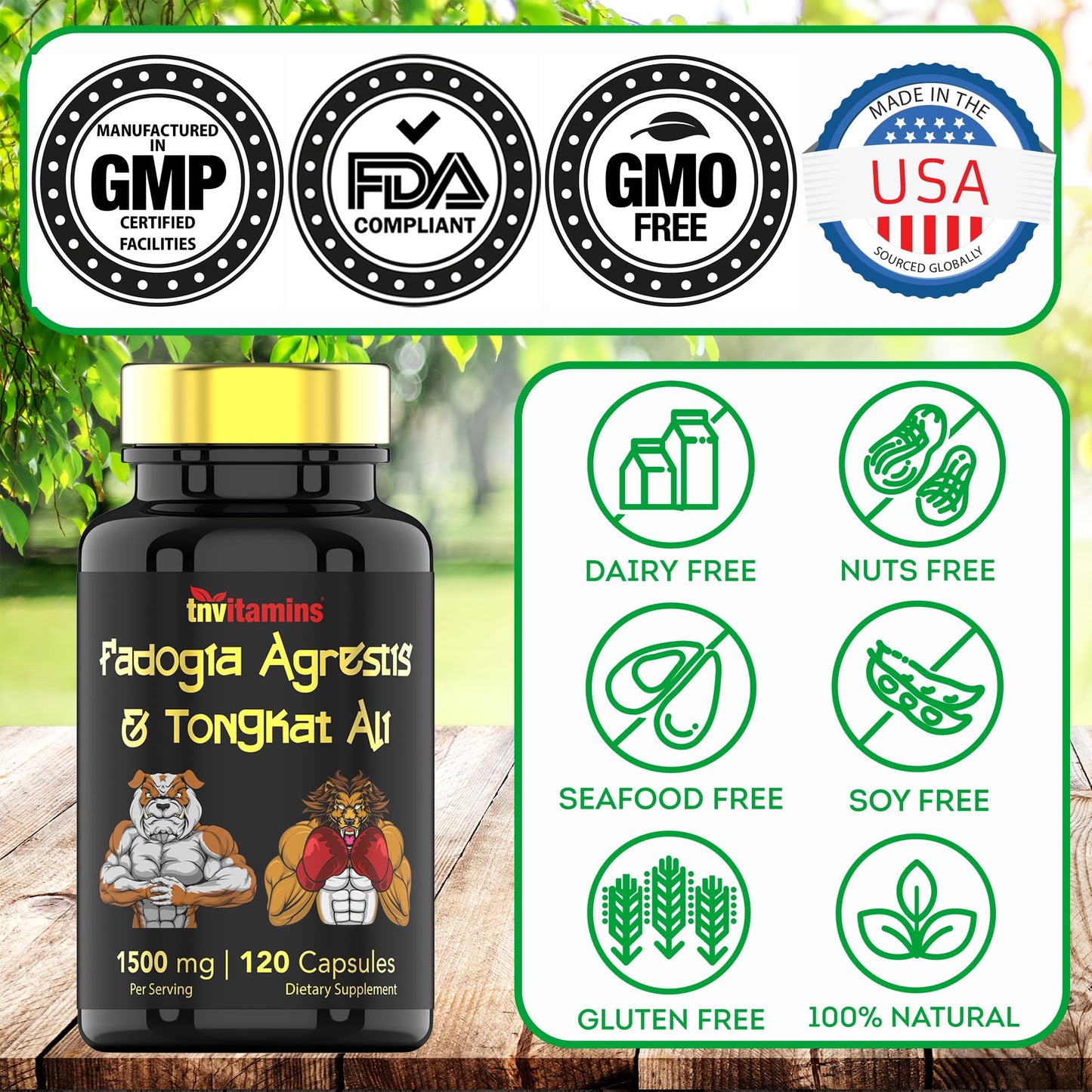 Fadogia Agrestis & Tongkat Ali Supplement: 1500mg - 120 Capsules | 750mg Each of Tongkat Ali (Longjack) & Fadogia | Ultra-Potent Formula For Men For Sports Nutrition, Athletic Performance, & Muscles*