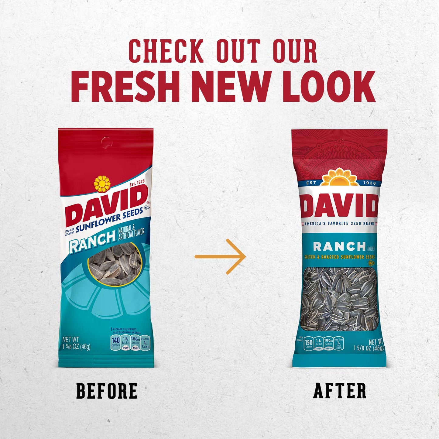 DAVID Roasted and Salted Ranch Sunflower Seeds 1625 oz 12 Pack