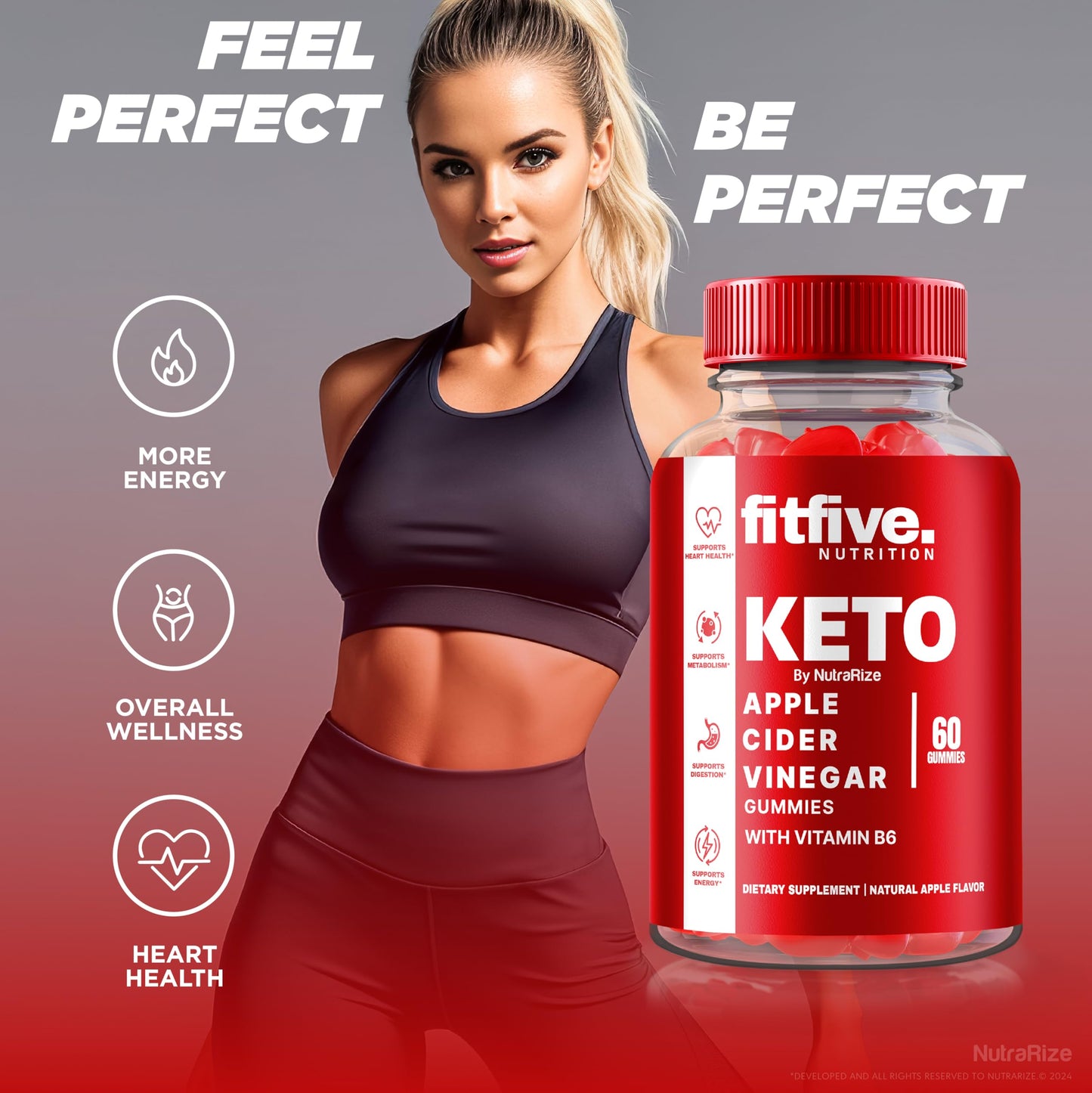 (2 Pack) FitFive Nutrition Keto ACV Gummies, Official Fit Five Nutrition Keto Gummies, Apple Cider Vinegar Supplement, All Natural Keto+ACV Gummy, Keto Plus ACV, Fit5 Nutrition Review (120 Gummies)