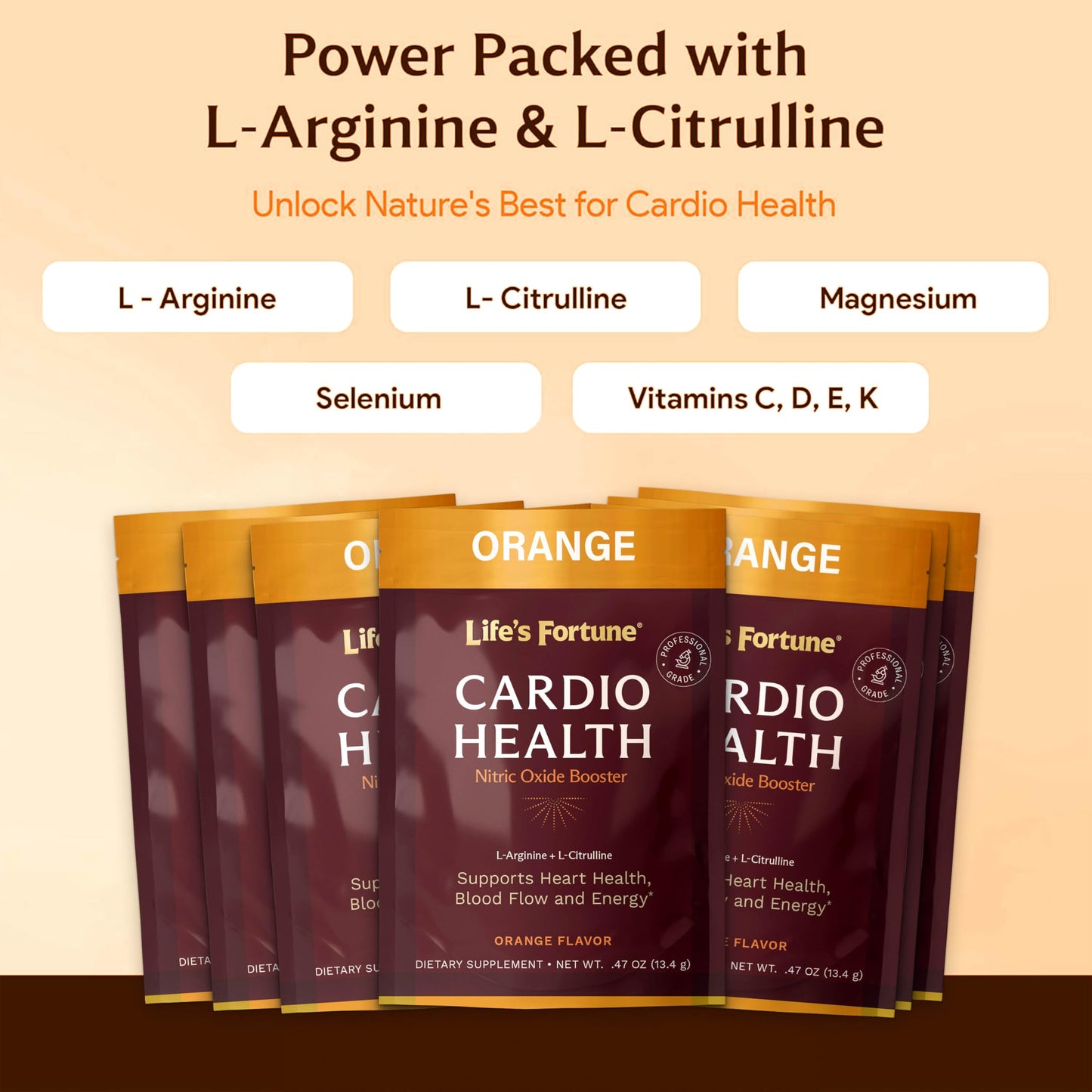 Life's Fortune L Arginine L Citrulline Supplement Powder - High Potency Nitric Oxide Supplement Booster with Natural Orange Flavor, 5 Servings (Pack of 1)