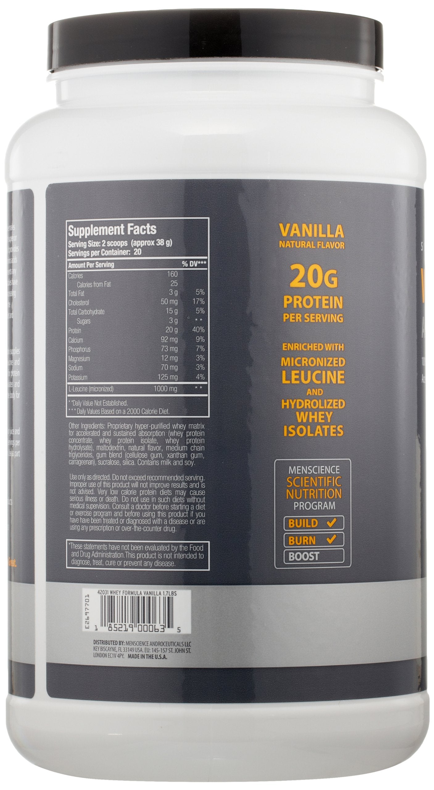 MenScience Androceuticals Whey Formula Advanced Protein Complex, 1.7 lb.