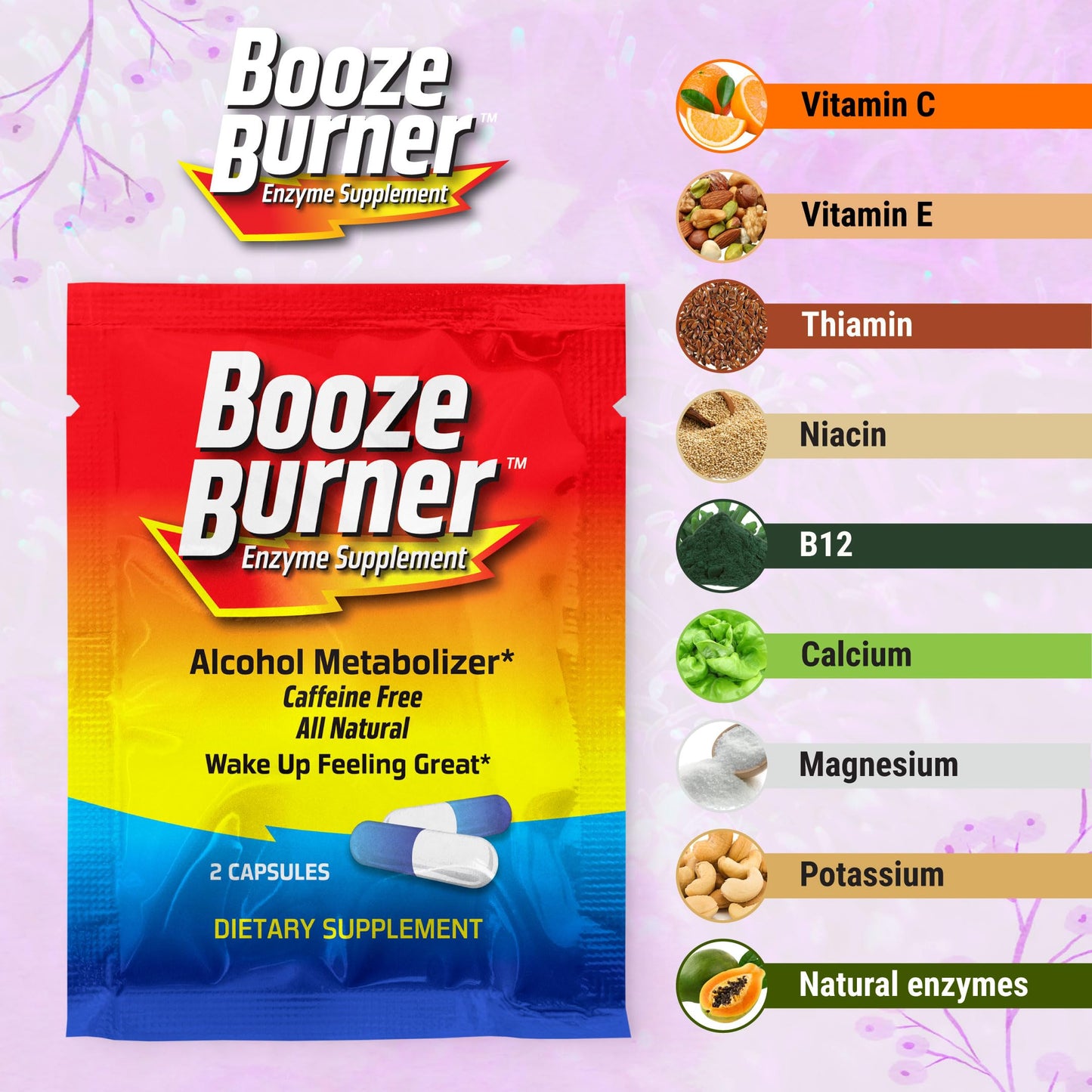 Booze Burner |1 Pack| Over-Indulgence-Prevention, Take at The Start, Wake up Smart. Ultimate Pre-Party-Supplement, Stay Hydrated with Electrolytes, Reduce a Possible Hangover. Works in ~ 15 min.