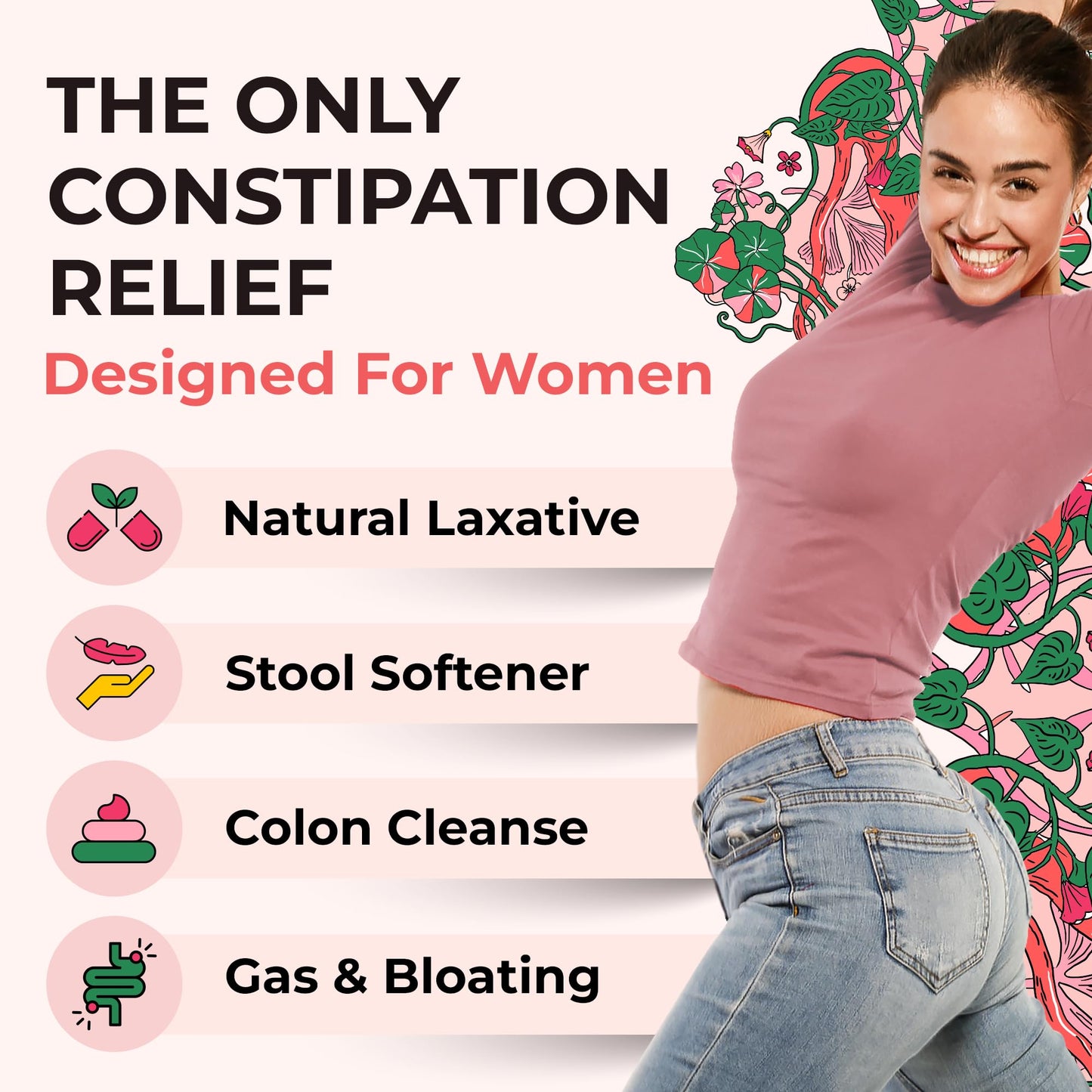 DigestLive - Laxative, Constipation Relief for Women - Stool Softener - 100% Natural - 100 Capsules - Female Colon Cleanse, Detox - Gas and Bloating Relief - Vegan, Gluten and GMO Free
