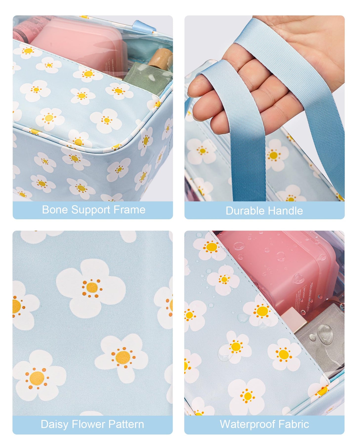 Rolybag Clear Makeup Bag, TSA-Approved Travel Toiletry Bag for Women Men, Carry-On Cosmetic Bag, Waterproof Quart Size Organizer Tote Purse Pouch with Handle Zipper Travel Essentials Accessories