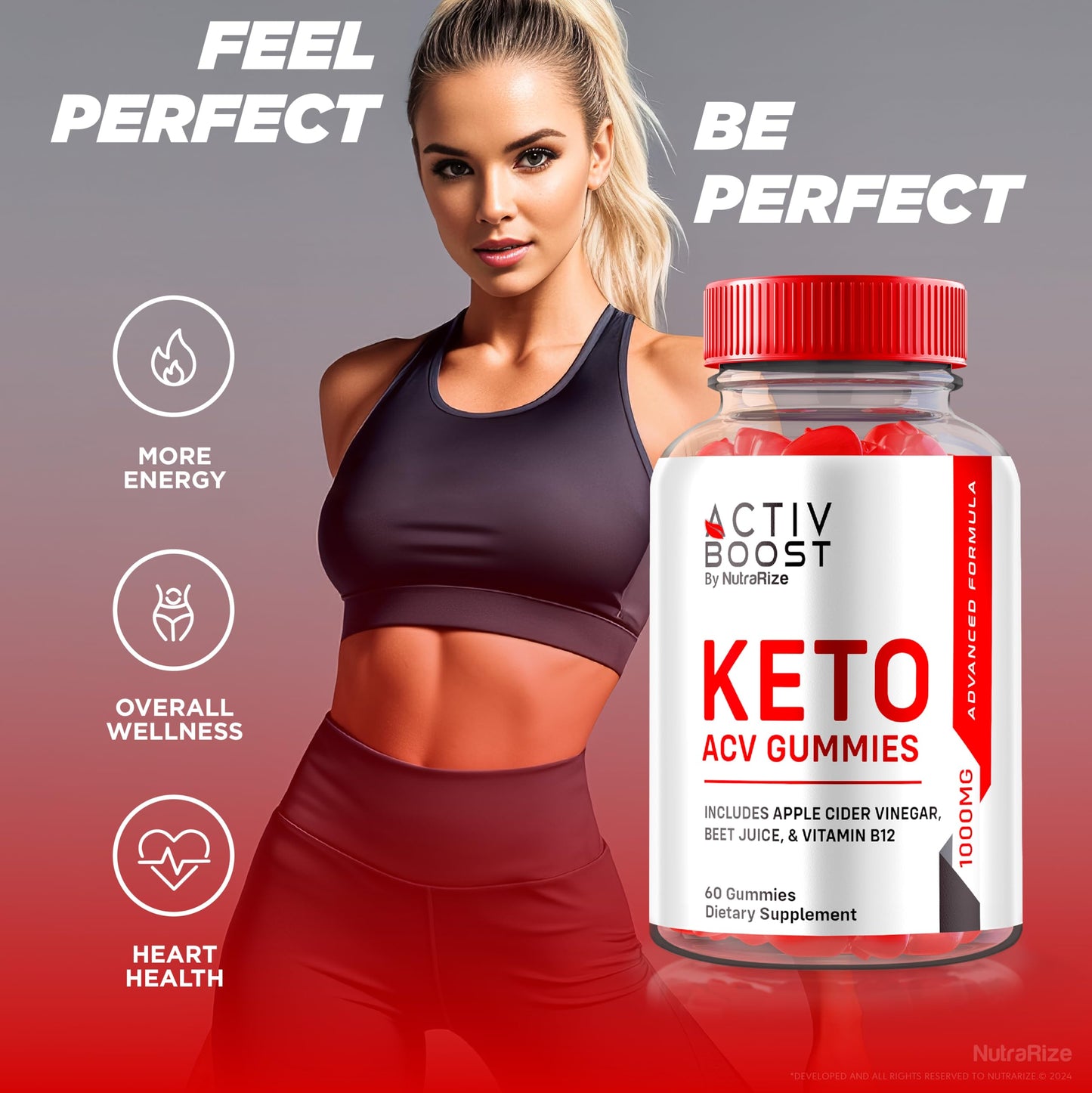 NutraRize (Pack of 3 Activ Boost Keto ACV Gummies Supplement, Advanced Weight Loss, Maximum Strength, Gomitas Reviews (180 Gummies)