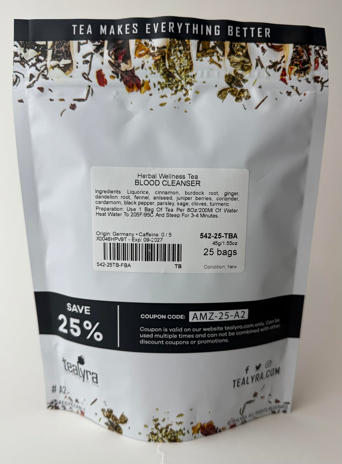Tealyra - Blood Cleanser Tea - Wellness Detox - Health Tonic - Dandelion - Ginger - Loose Leaf Herbal Tea - Natural Cleanse - Diuretic Tea - Caffeine-Free - 112g (4-ounce)