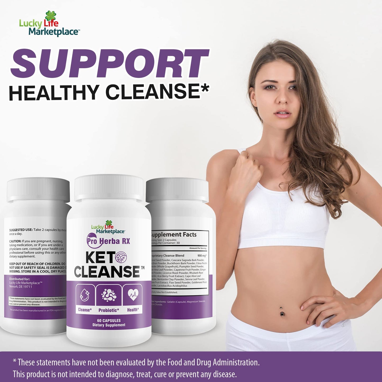 Pro Herba RX Keto Cleanse - Herbal Formula w/Probiotics - Keto Cleanse & Detox Naturally - Numerous Health Benefits - Help Cleanse Body of Toxins & Impurities - Support Energy, Digestion & Gut Health