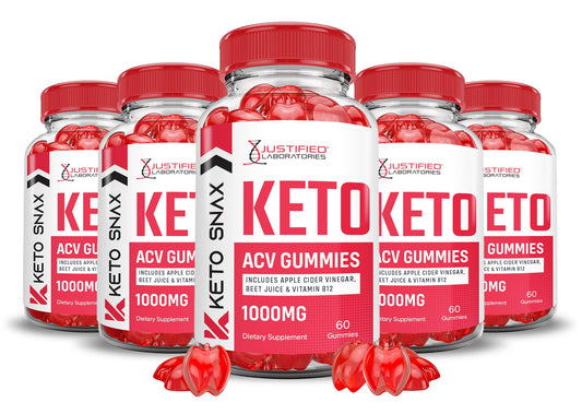 (5 Pack) Keto Snax Keto ACV Gummies Advanced Formula 1000MG Keto Snax Keto Gummies Apple Cider Vinegar Formulated with Pomegranate Beet Juice Powder B12 Vegan Non GMO 300 Gummys