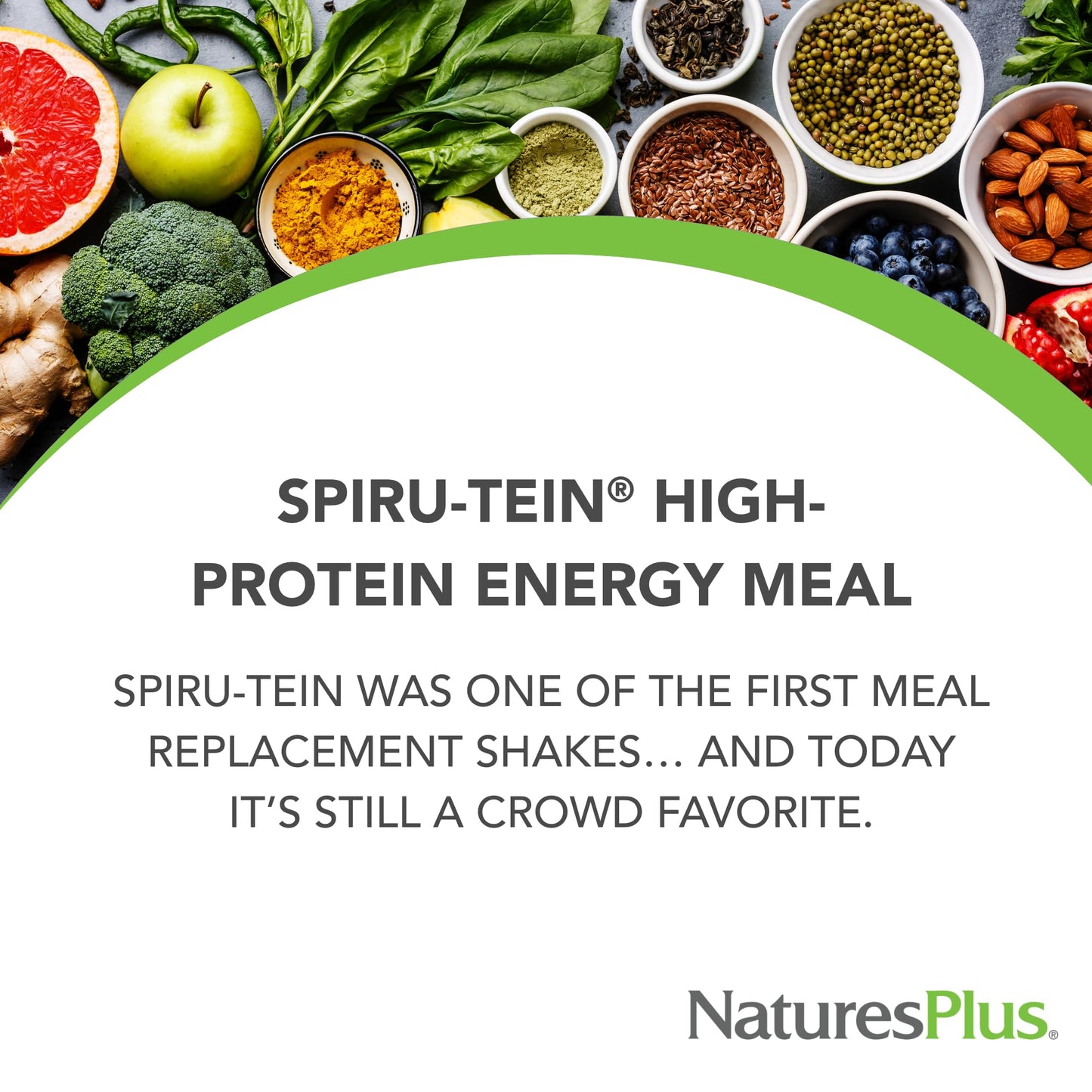 Natures Plus SPIRU-TEIN, Banana - 1.2 lbs - Plant-Based Protein Shake - Non-GMO, Vegetarian, Gluten Free - 16 Servings