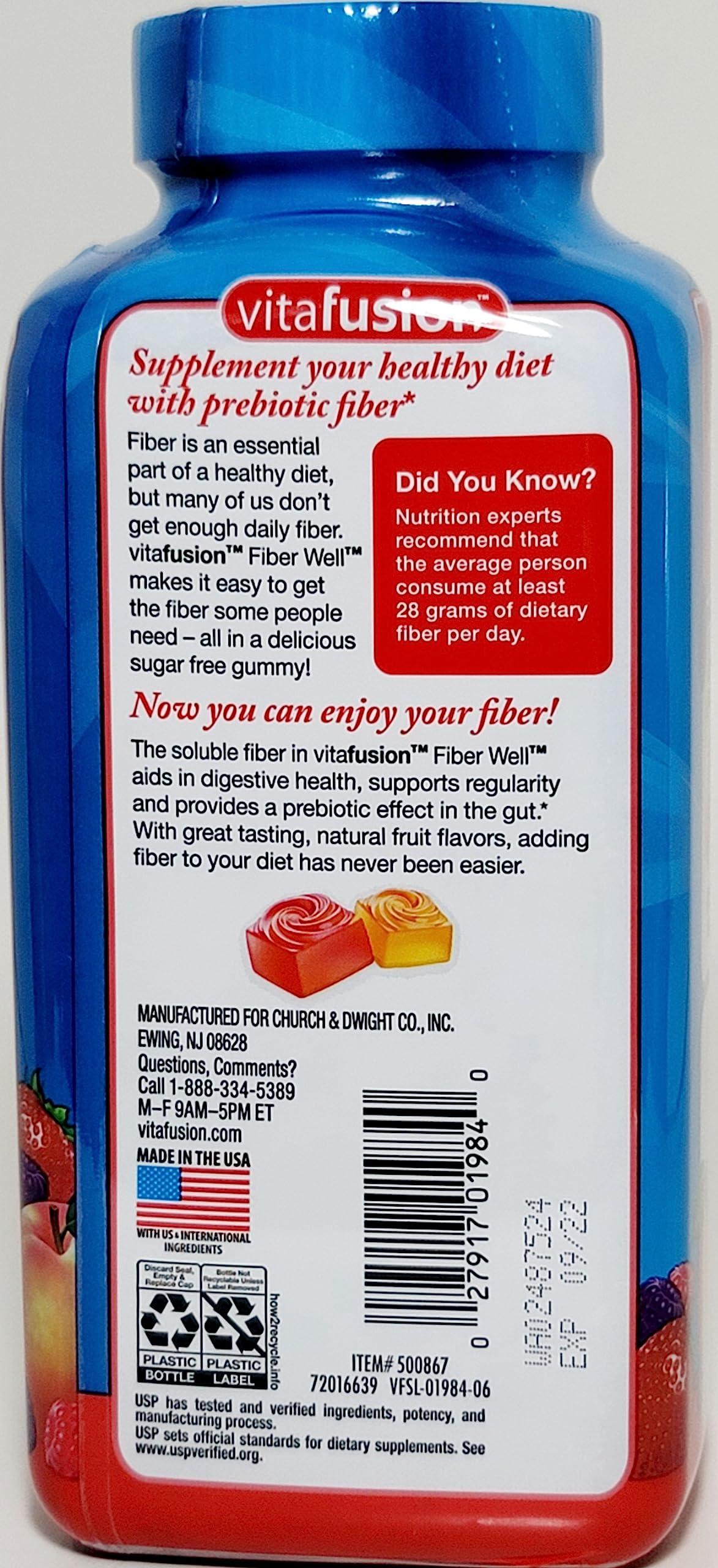 Vitafusion Fiber Well Sugar Free Gummy Vitamin Supplement, 220 Ct. 2 Pack