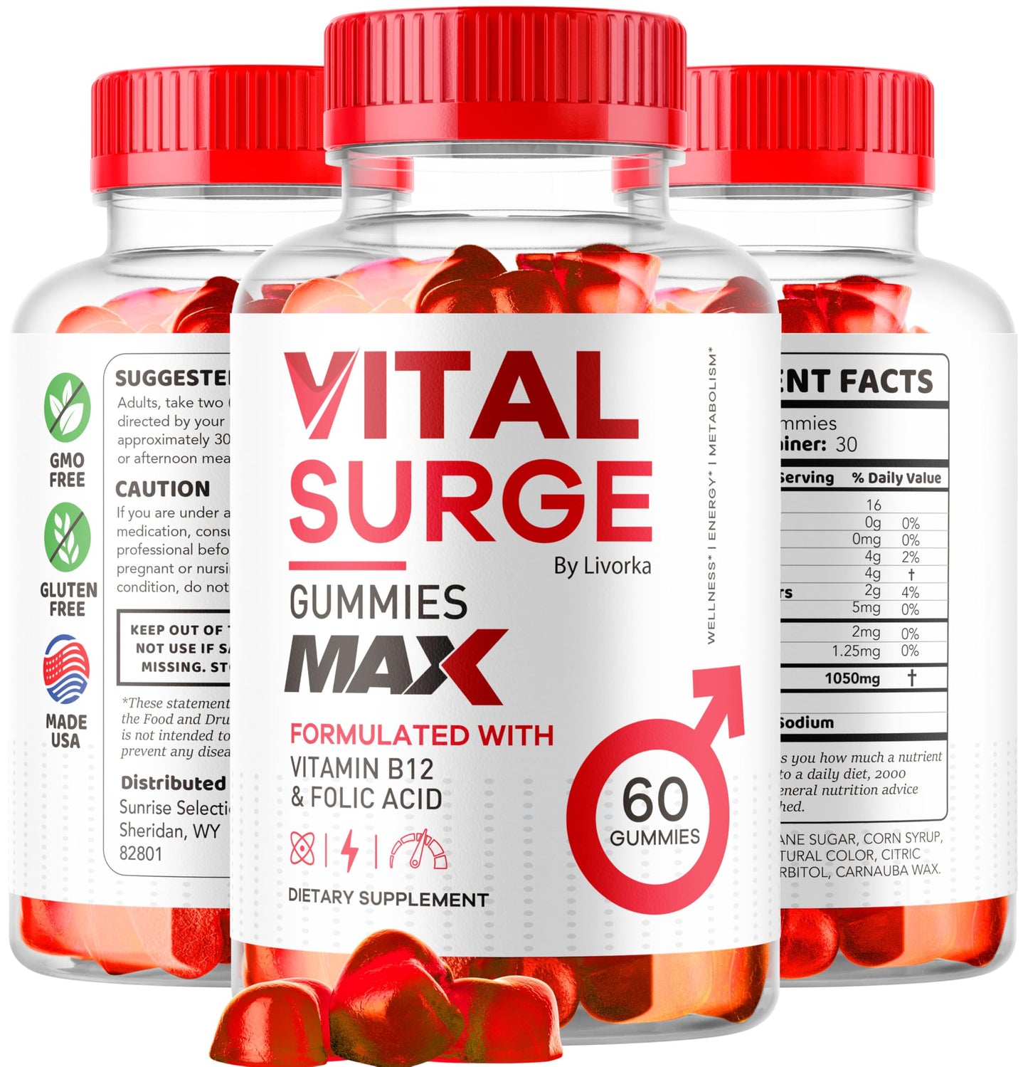 Vital Surge - Vital Surge for Men Gummies, Vital Vita Surge Max Maximum Strength 1050 MG, VitalSurge Supplement Support Gummy Advanced Formula, Premium Vitamin Gomitas (60 Gummies)