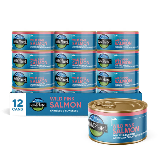 Wild Planet Wild Pink Salmon Canned Salmon Sustainably WildCaught NonGMO Kosher 6 Ounce Pack of 12