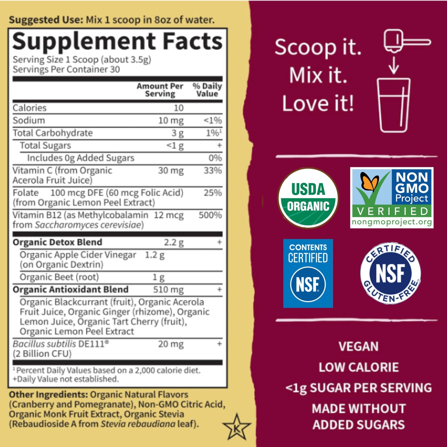 Garden of Life Organic Beet Root Powder with Antioxidants, Vitamin C, Probiotics & Apple Cider Vinegar for Digestive & Liver Health - Beets Detox - Vegan, Non GMO, Cranberry Pomegranate, 30 Servings
