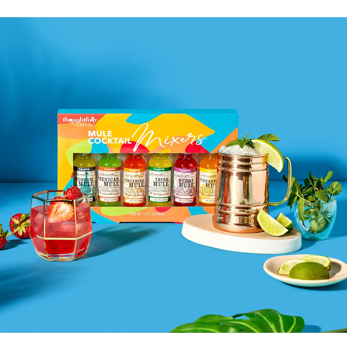 Thoughtfully Cocktails Mule Master Cocktail Mixer Set Vegan and Vegetarian Flavors Include Moscow Berry and more Set of 6 Contains No Alcohol
