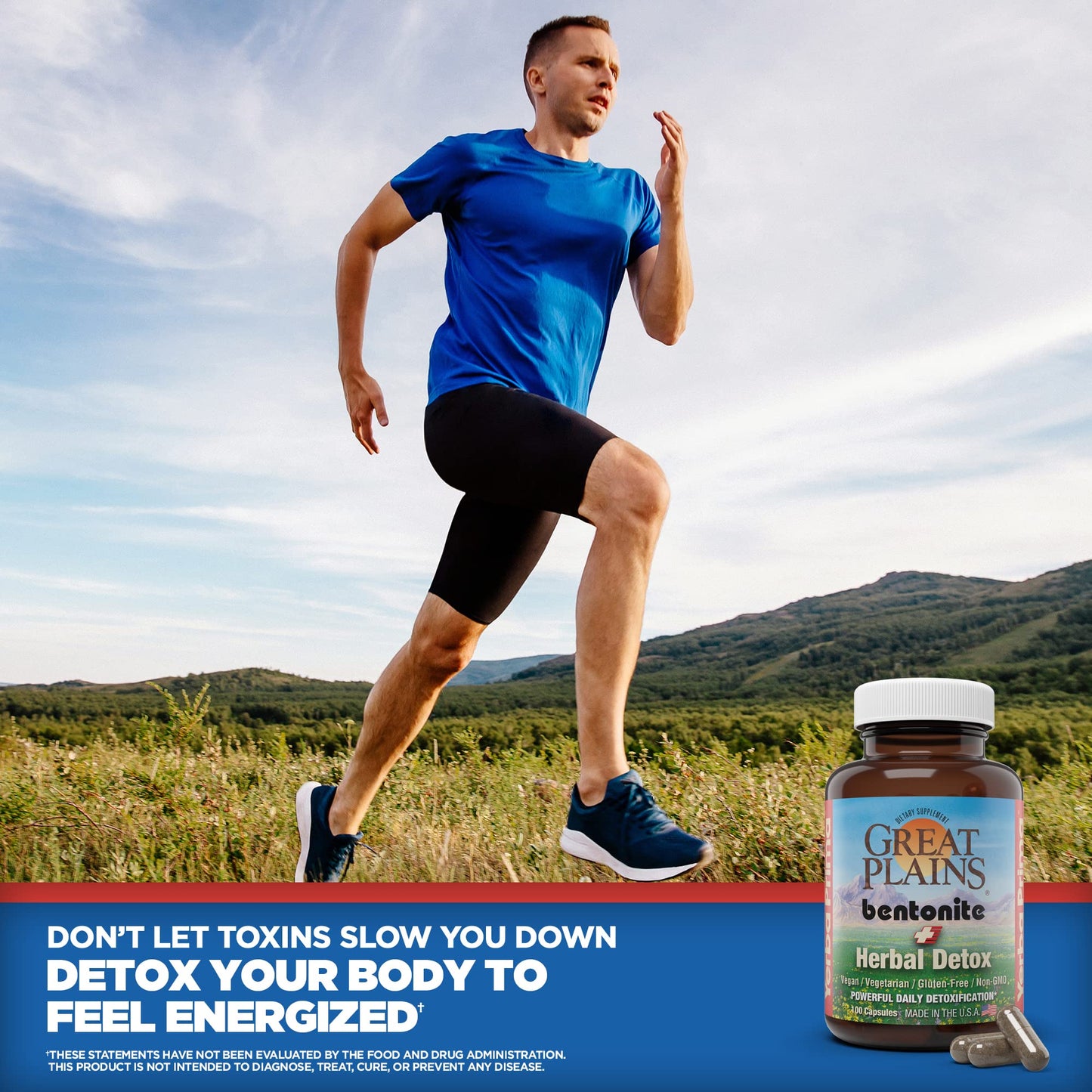 Yerba Prima Bentonite Clay Plus Herbal Detox, 100 Veg Capsules - Food Grade Clay from The Great Plains, USA - Colon & Liver Cleanse Supplement with Calcium Clay