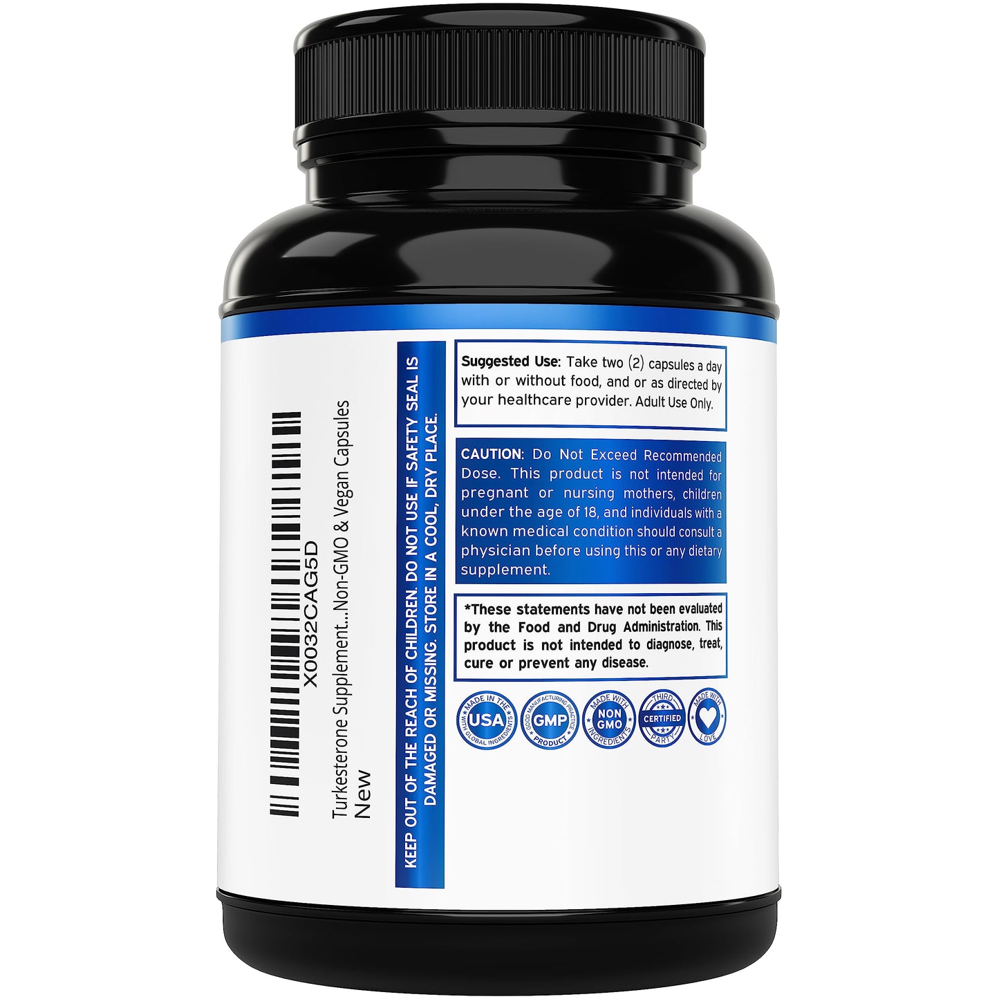 Turkesterone Supplement 500mg (120 Capsules) - Stamina, Drive, Athletic Performance & Muscle Mass - (Ajuga Turkestanica Std. to 10% Turkesterone) (Similar to Ecdysterone) - Non-GMO & Vegan Capsules