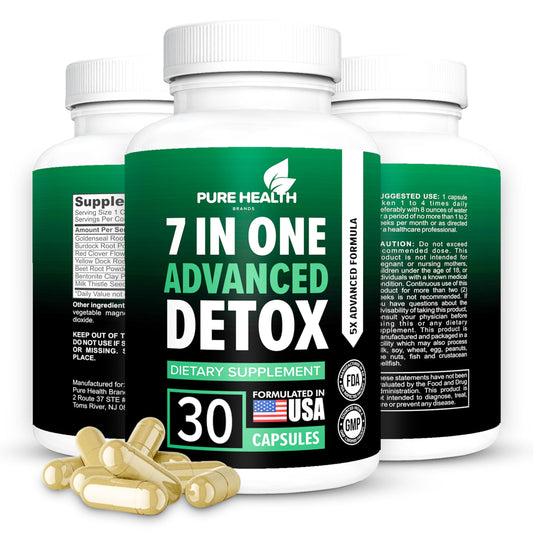 Extra Strength Fast Acting 7-in-ONE Advanced Formula - Full Body Cleanse - Detox & Liver Cleanse - Detox & Liver Repair, All Natural Toxins Remover, Healthy Cleansing Support for Liver (30 Capsule)