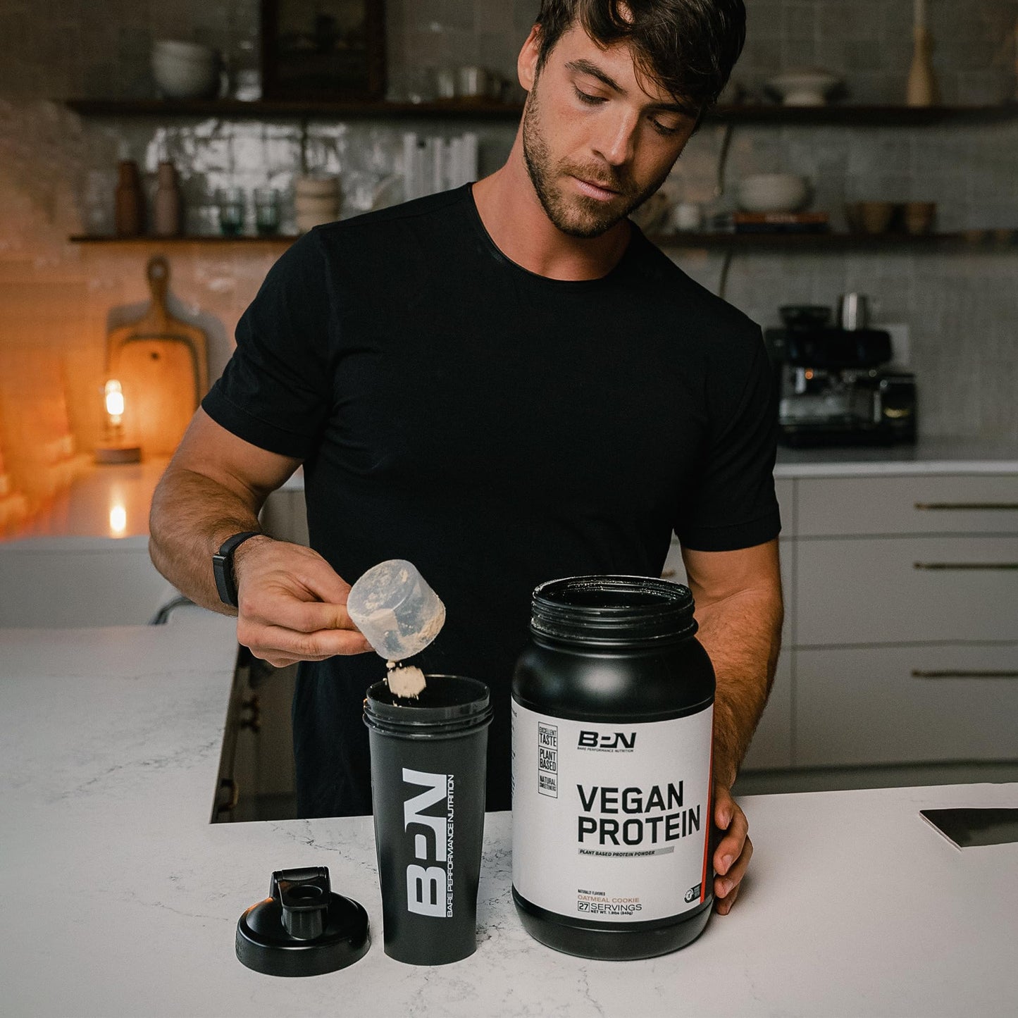 BARE PERFORMANCE NUTRITION Vegan Protein, Plant Based Protein, Pea Protein, Watermelon and Pumpkin Protein, Naturally Sweetened and Flavored (27 Servings, Peanut Butter Cookie)