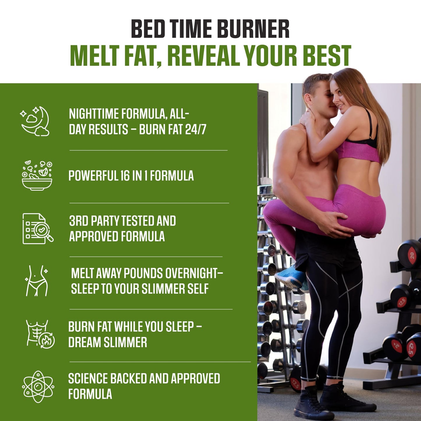 Bed Time Burner | Max Strength Night Time Fat Burner Weight Loss Pills for Women & Men | Appetite Suppressant, Belly Fat Burner, Sleep Aid, Carb Blocker | 16 Ingredients for Fast Results - 60 Caps