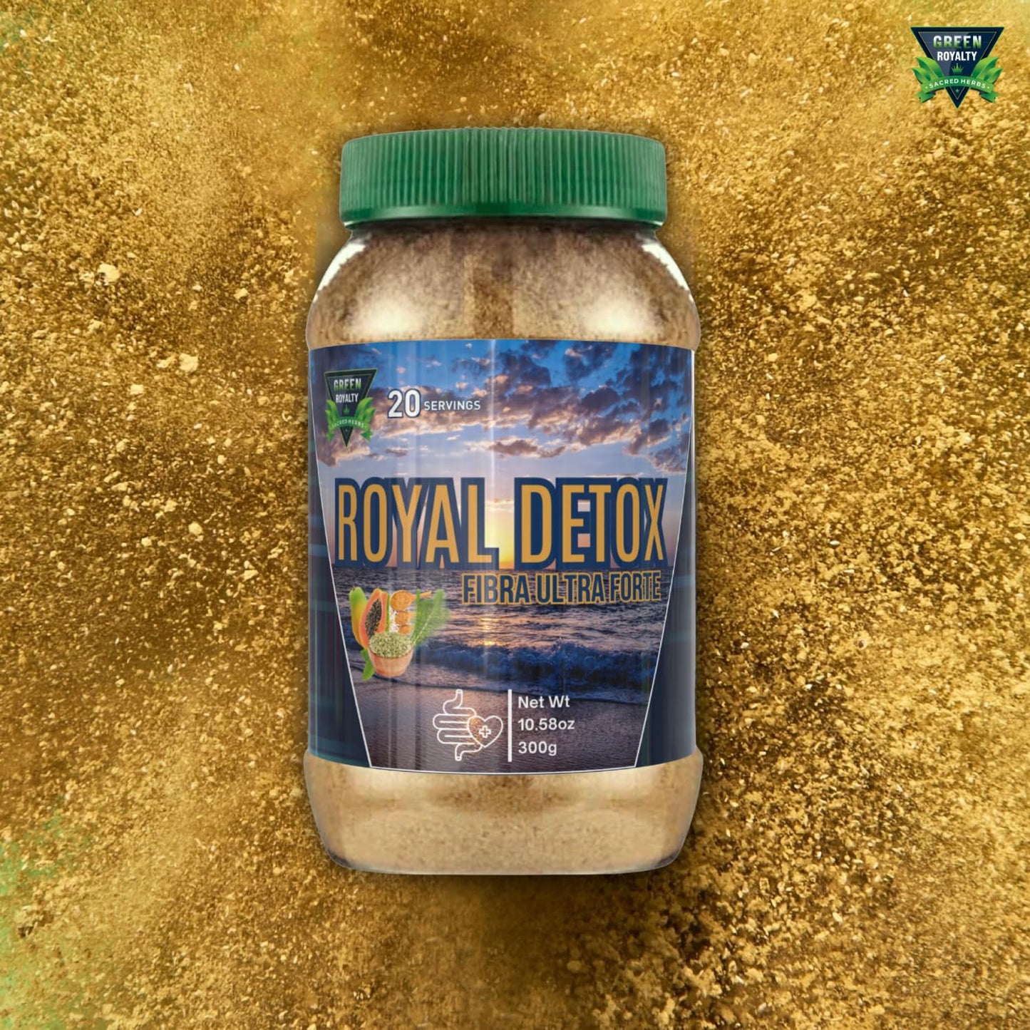 GREEN ROYALTY Royal Detox Fibra Ultra Forte | Premium Fiber Blend for Digestive Support & Natural Cleanse | 10.58 oz (300g) | 20 Servings