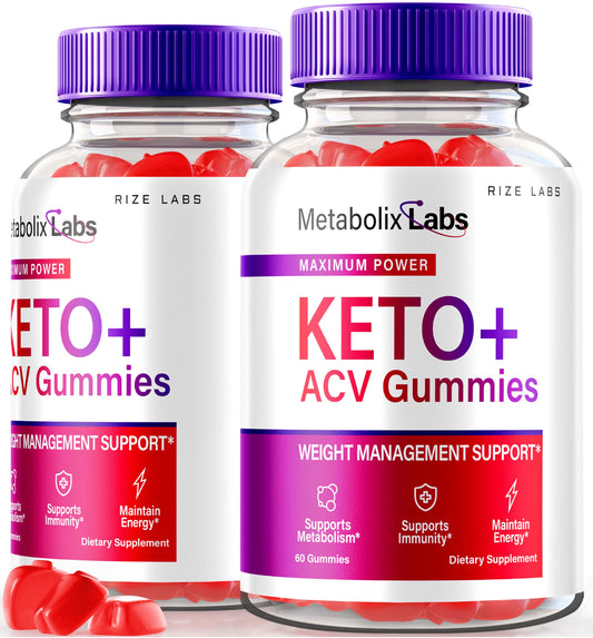 rize labs - - Metabolix Labs Keto Plus ACV Gummies - Weight Management Support Apple Cider Vinegar Supplement (120 Gummies)