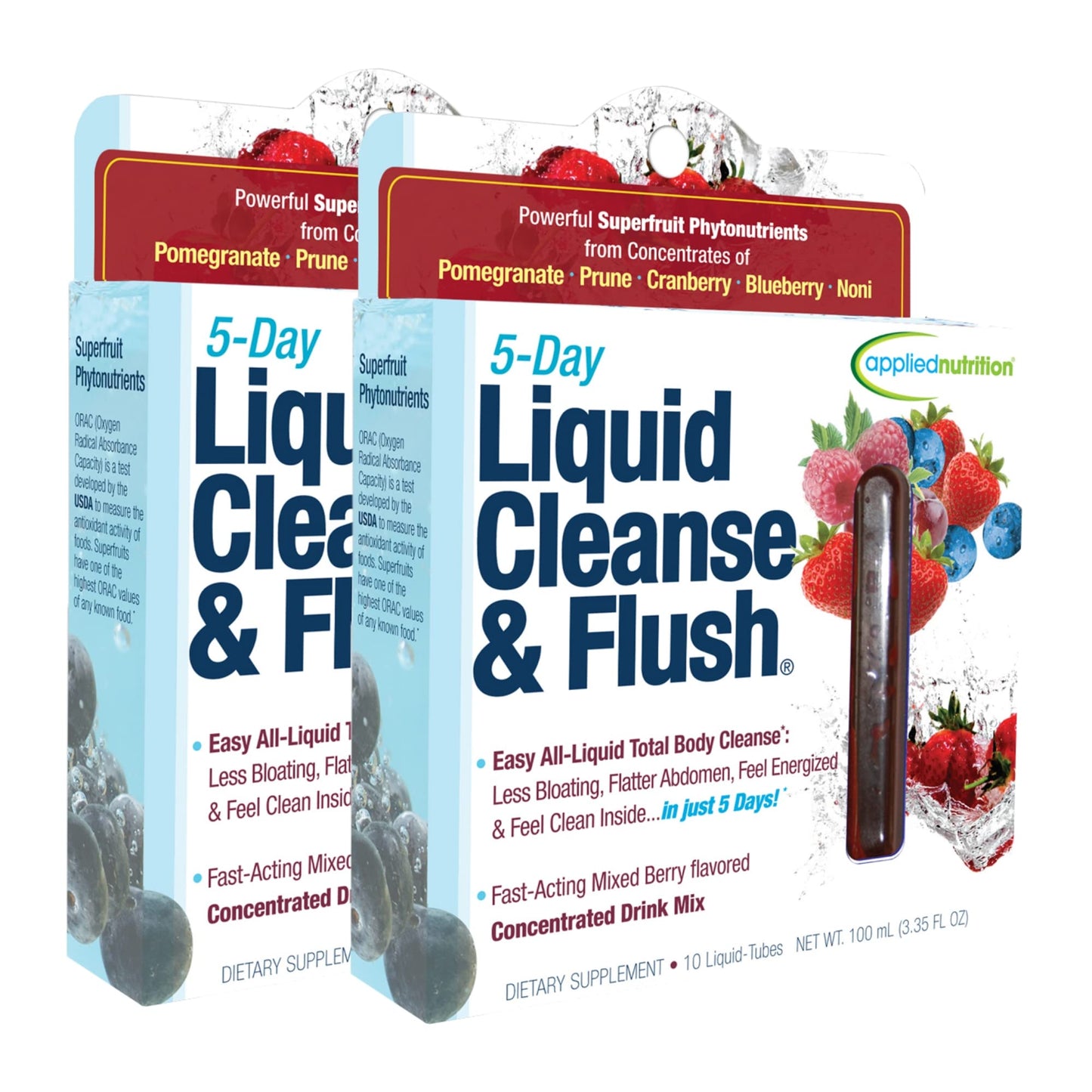 Applied Nutrition 5-Day Liquid Cleanse & Flush,10-Twist Tubes Box 3.3D fl oz Each (Pack of 2)