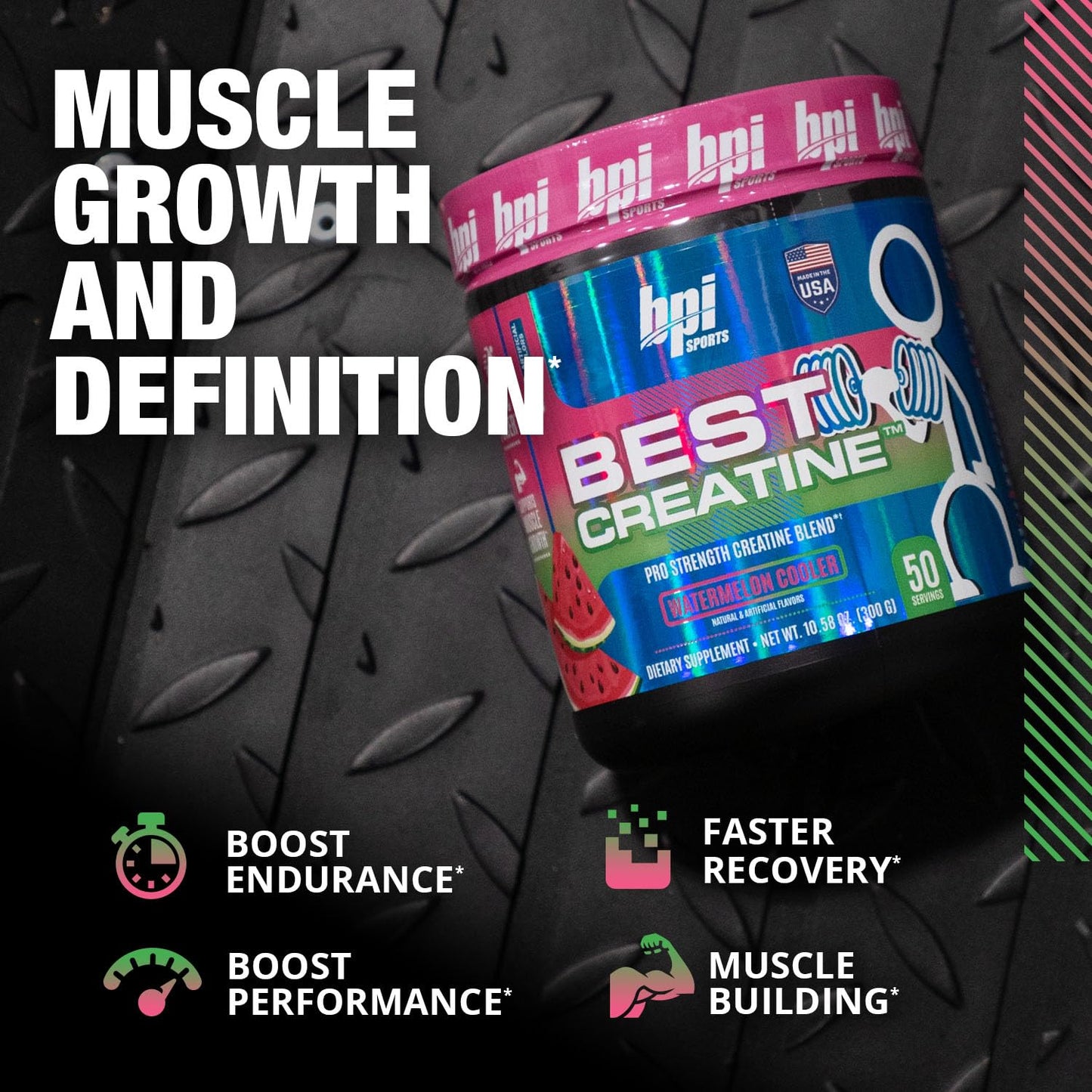BPI Sports Best Creatine - Includes 6 Advanced Forms of Creatine - Supports Muscle Building and Post-Workout Recovery - Watermelon Cooler, 50 Servings