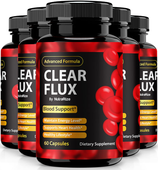 (5 Pack) Clear Flux Pills, Official ClearFlux Capsules, All-Natural Support, Premium Support to Maintain Stable Levels & Healthy Circulation, Natural Clear Flux Health Review (300 Capsules)
