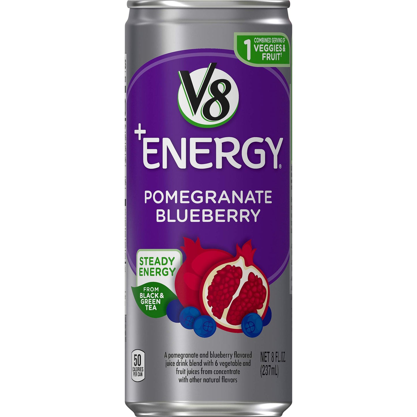 V8 Energy Healthy Energy Drink Natural Energy from Tea Pomegranate Blueberry 8 Oz Can