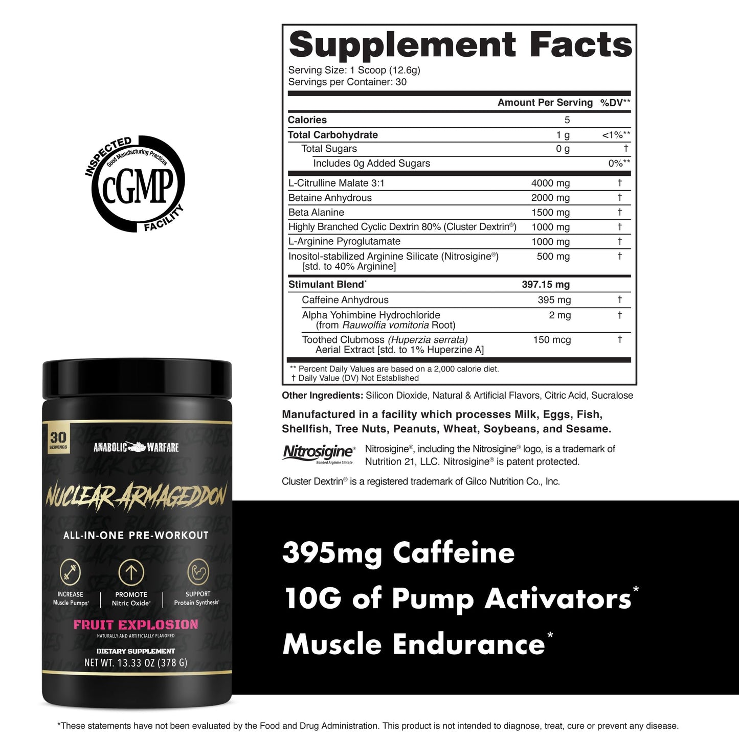 Anabolic Warfare Nuclear Armageddon Pre Workout Powder Pre-Workout for Men & Women with L-Citrulline, Beta Alanine Powder and Caffeine (Fruit Explosion - 30 Servings)