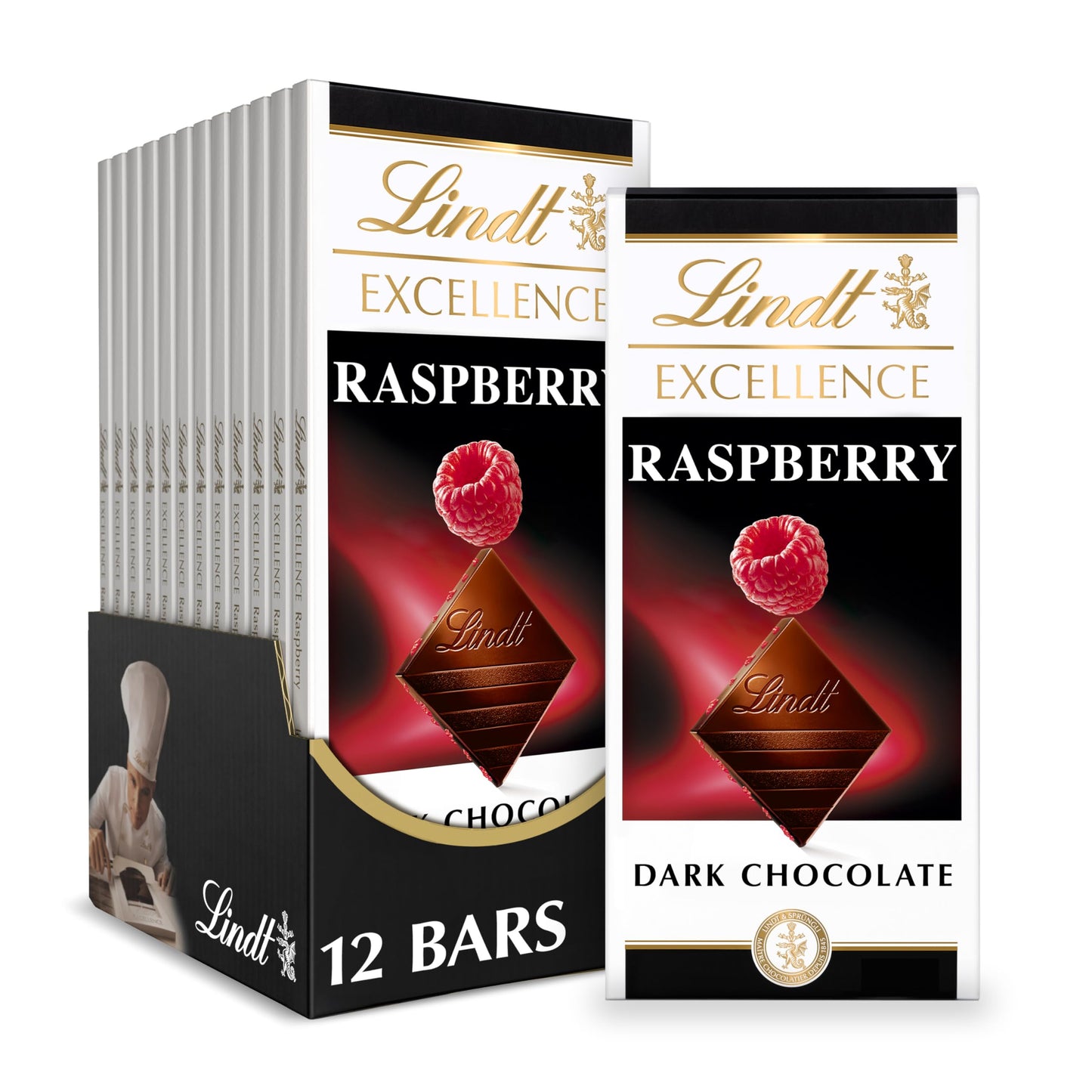Lindt EXCELLENCE Raspberry Dark Chocolate Candy Bar 12 Pack 35 oz Bar 12 Pack