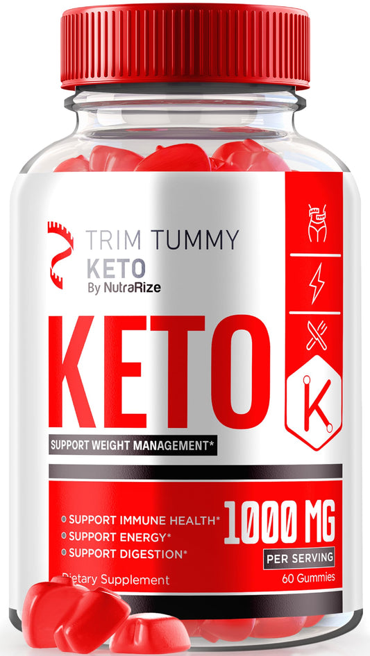 NutraRize Trim Tummy Keto Gummies for Advanced Weight Loss - Maximum Strength Gummies, Keto + ACV Formula Supplement, Gomitas Reviews (60 Gummies)