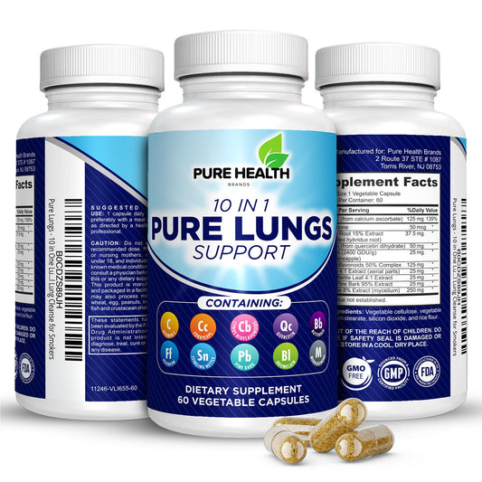 Lung Detox for Smokers - 10 in 1 Lung Cleanse - All-Natural Vegan Supplement for Lung Health - Quit Smoking Aid Promoting Clear Lungs - Lung Cleanse for Smokers - Supports Respiratory Health