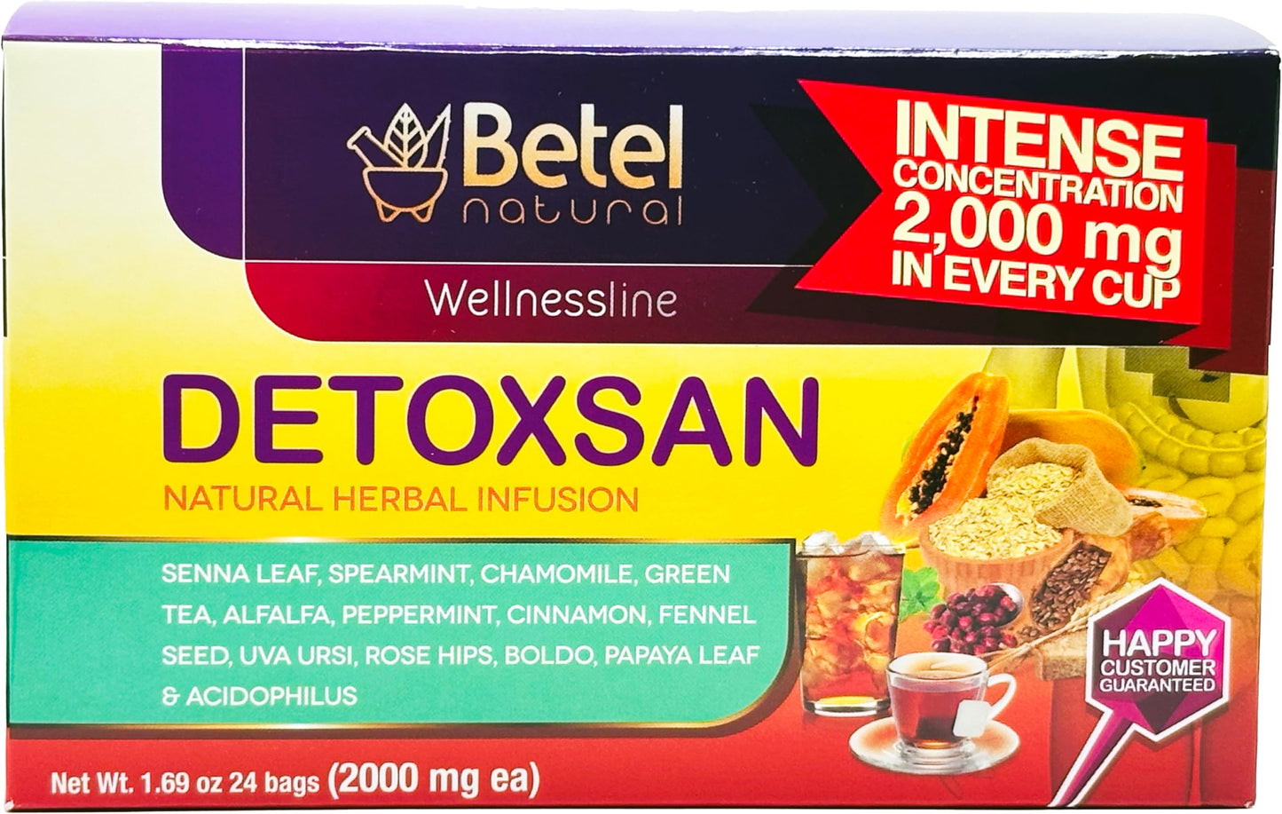 Detoxsan Total Detox Tea by Betel Natural - Whole Body Detox Formula - 24 Tea Bags