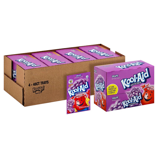 KoolAid 14 Oz Soft DrinkPowdered Unsweetened Grape 48 Count Pack of 4