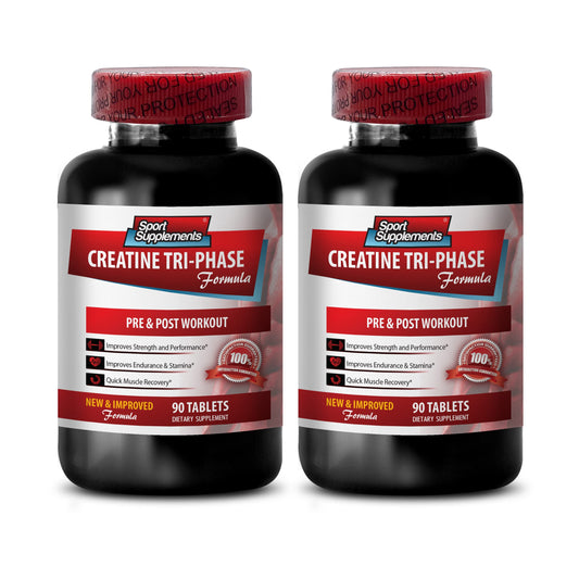 creatine alphaketoglutarate - Creatine Tri Phase - Increases Muscle Mass, Creatine Monohydrate unflavored, creatine monohydrate Pills, Muscle Recovery Supplements, Creatine Pill 2 Bottles 180 Tablets