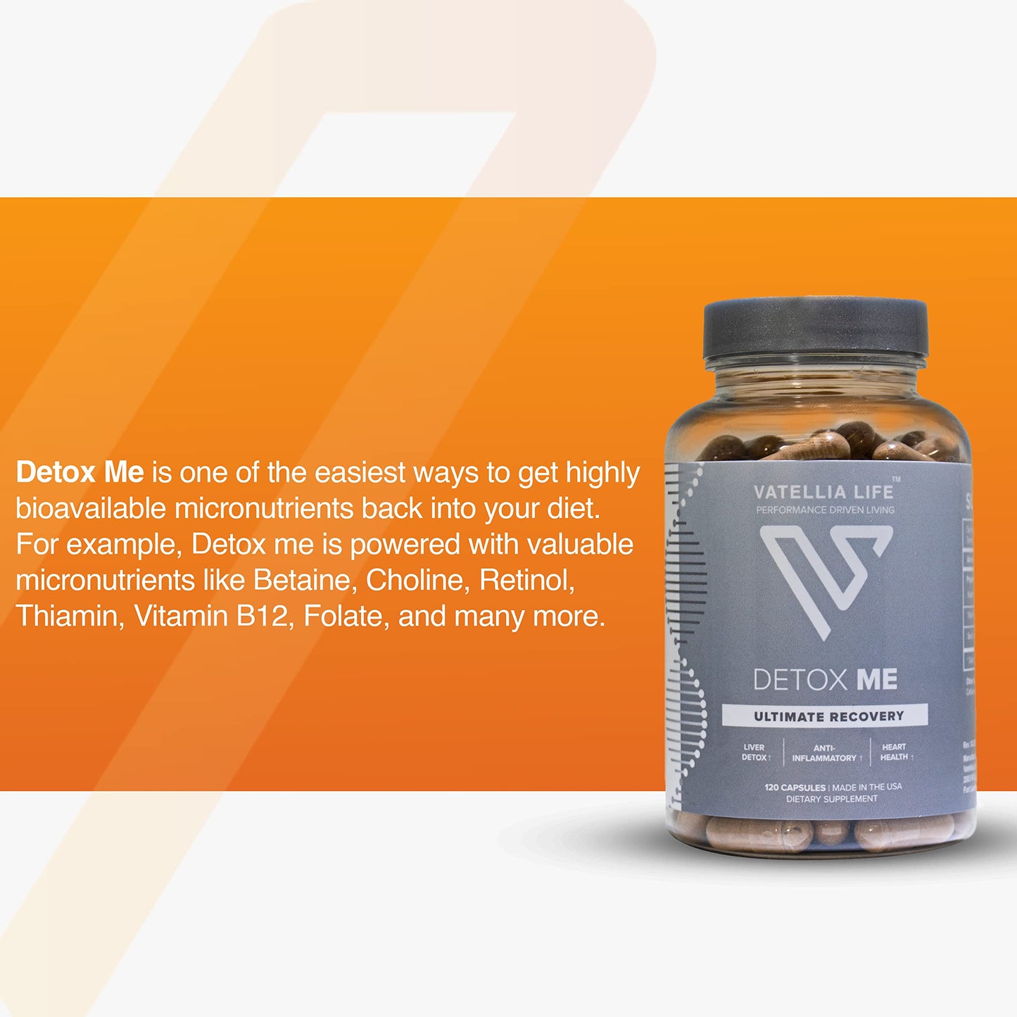 Vatellia Life New from Detox Me - Boosts Energy Sulfite Elimination - Supports Digestion & Gut Health - Vitamin K2 (MK-4), Plus B12, Folate - 60 Day Supply - Supplement for Men and Women - 120 Count