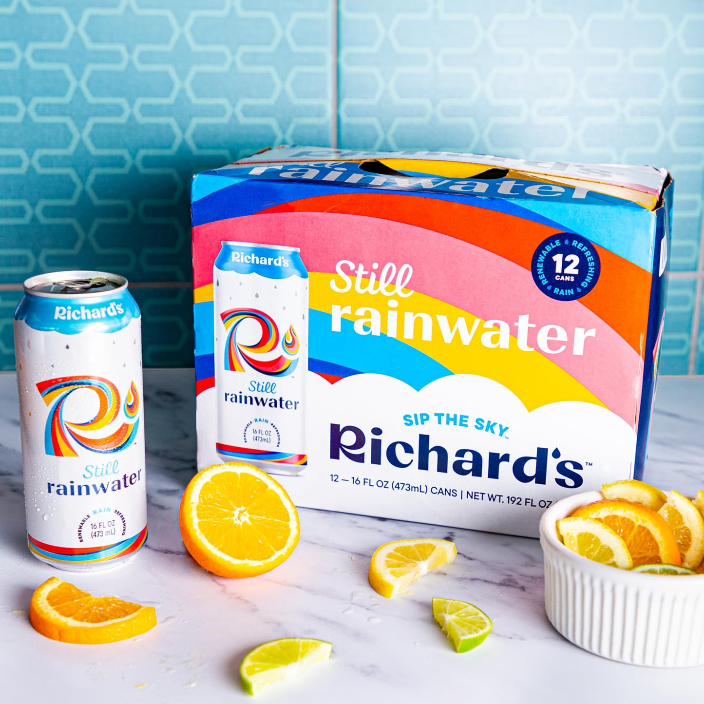Richards Rainwater Still Canned Water 100 Rain Naturally Purified Drinking Water 16 fl oz Aluminum Cans Pack of 12