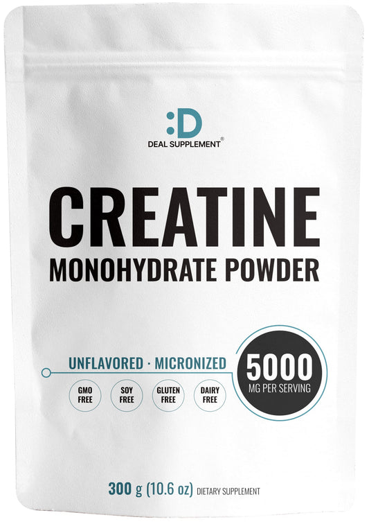 Instant Creatine Monohydrate Powder 60 Servings - 5000mg(5g) Per Serving | Unflavored Micronized Creatine | Strength & Power for High-Intensity MetCon & CrossFit Training | Vegan, Keto | Non-GMO