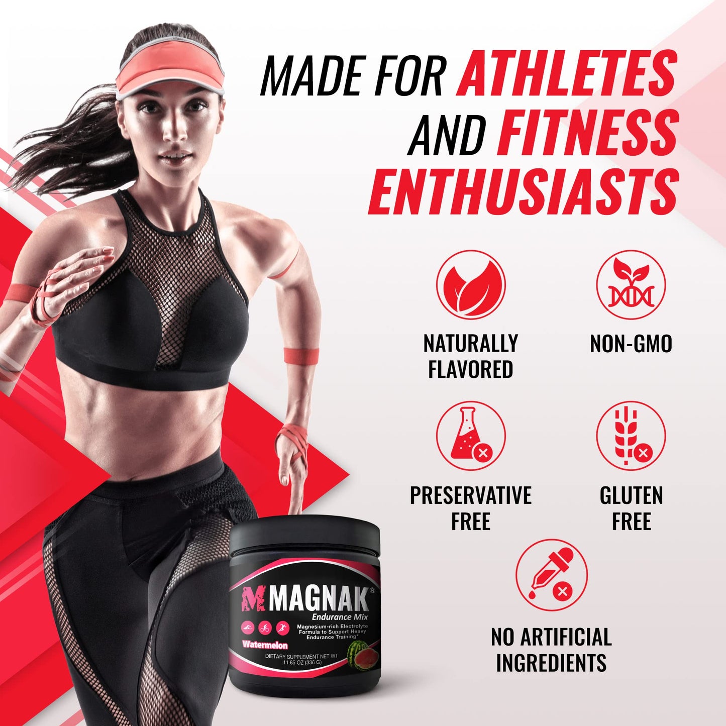 Electrolytes Powder Mix, Recovery Drink for Workouts, Sports & Training, Hydration and Energy Drink Mix w/Magnesium, Potassium, Sodium & More, Gluten Free, Watermelon Powder, 11.4 oz - Magnak